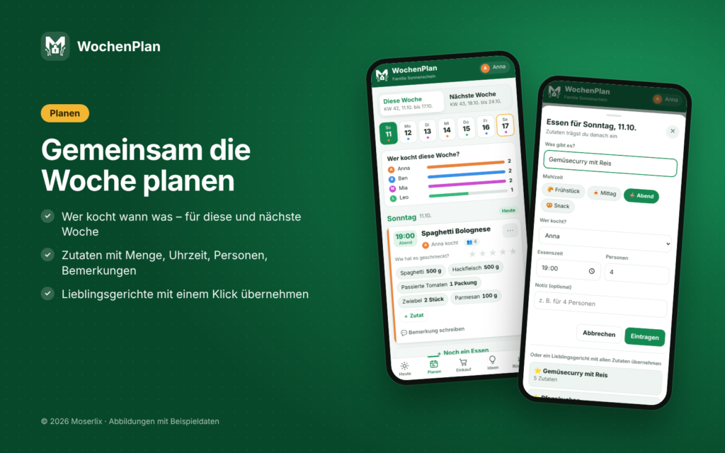 Woche planen: wer kocht was