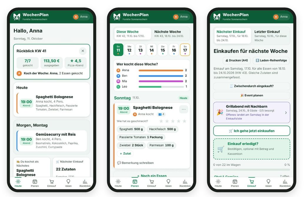 WochenPlan auf dem Handy